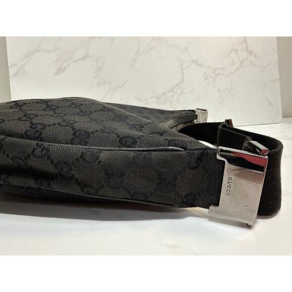 Gucci GG Canvas Half Moon Hobo Bag in Black - Picture 7 of 9